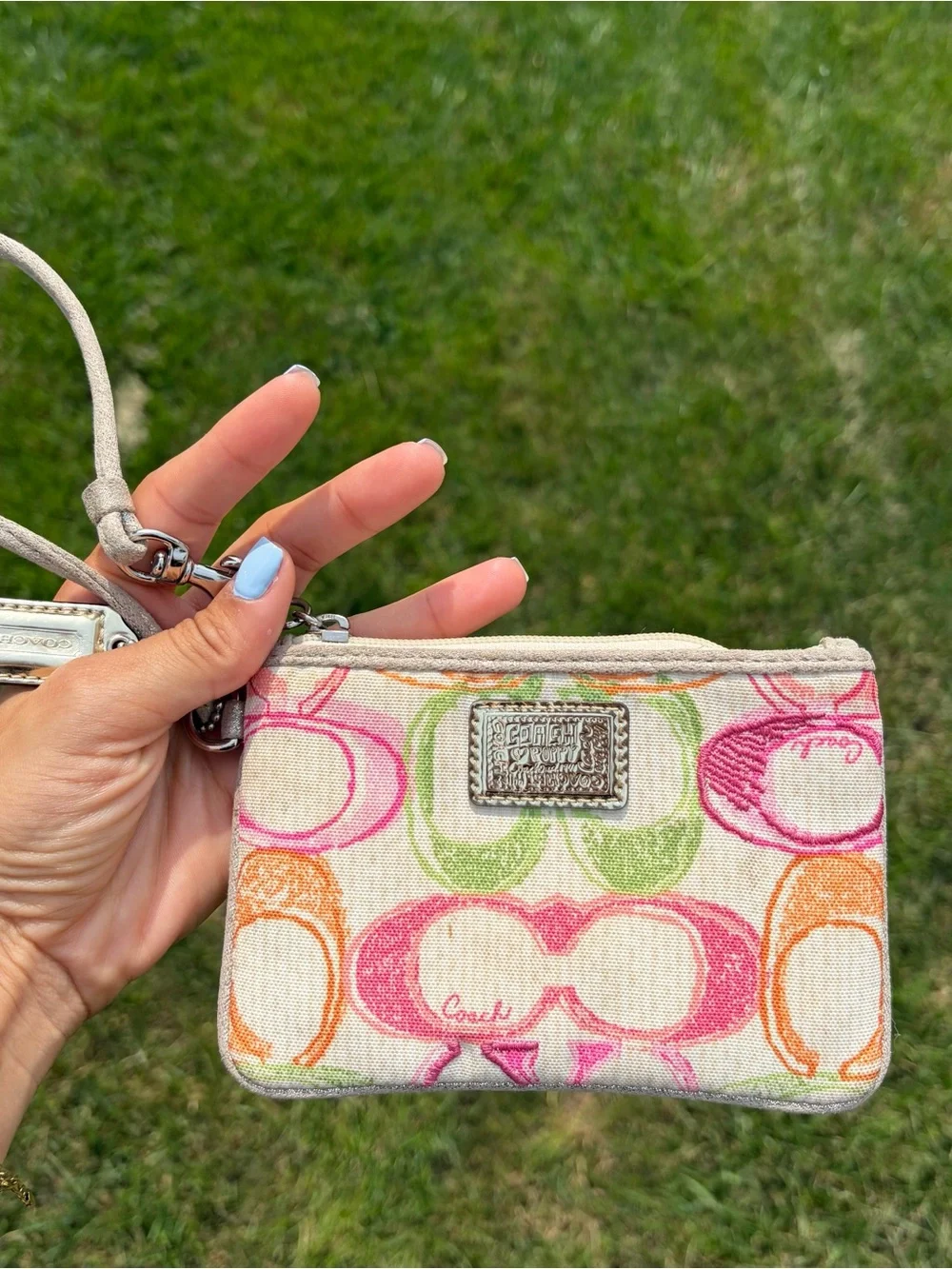 Coach Poppy Multicolor Graffiti Signature Wristlet Y2K Colorful Canvas